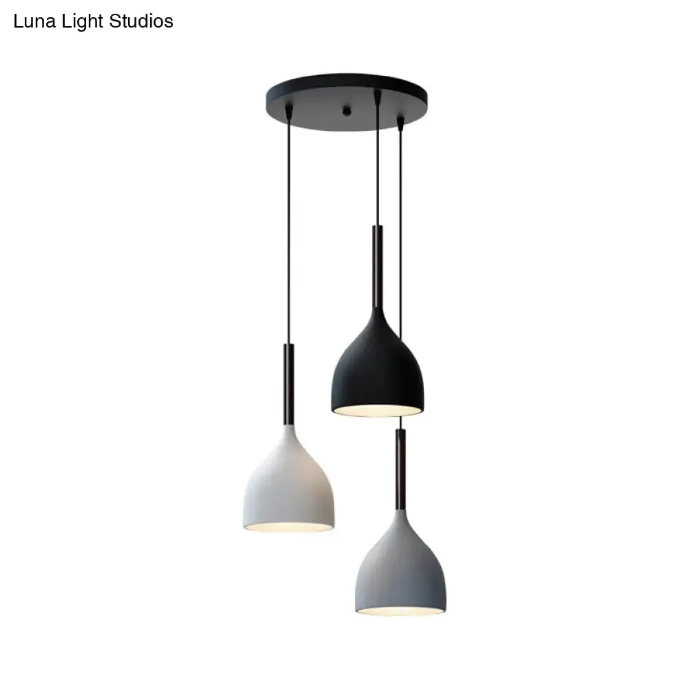 Modern Teardrop Multi Light Pendant - 3-Bulb Down Lighting in Black