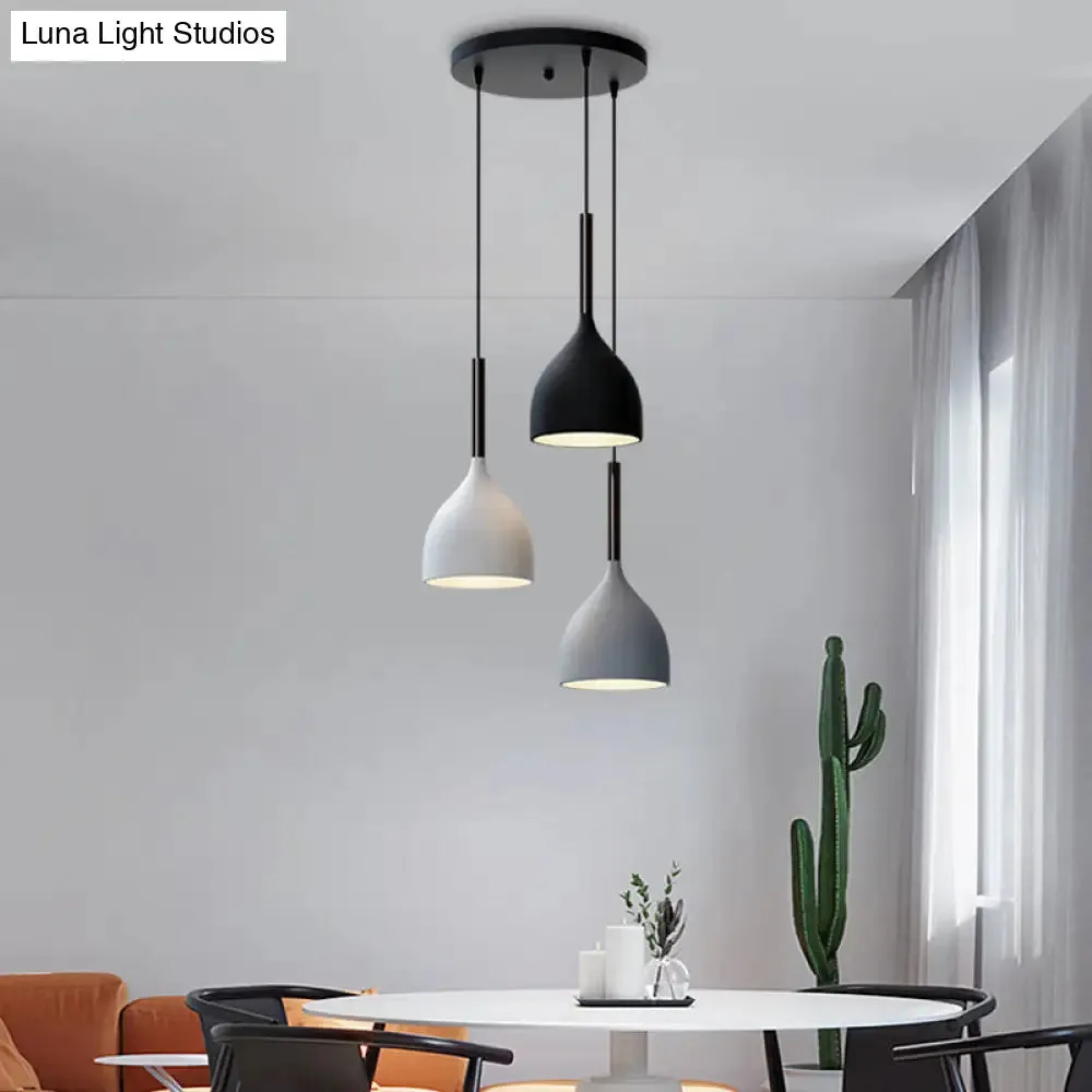 Modern Teardrop Multi Light Pendant - 3-Bulb Down Lighting in Black