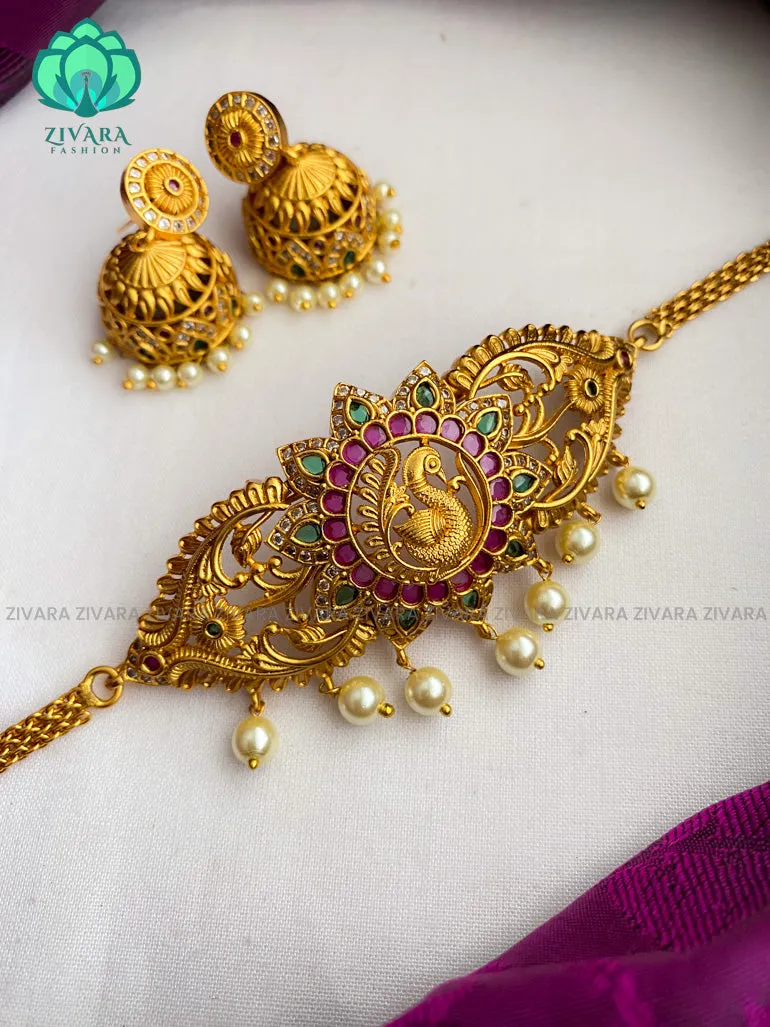 Motif freenelegant neckwear with earrings- Swarna-latest pocket friendly south indian jewellery collection