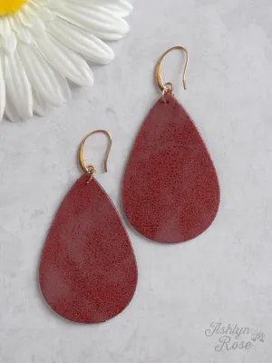 Must-Have Metallic Teardrop Earrings, Maroon