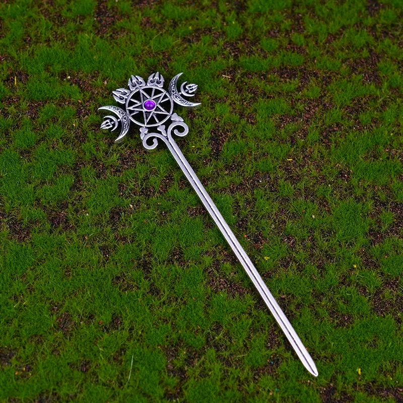 Mystic Dragon Hair Sticks - Silver Axe Sword Hair Accessories with Variants