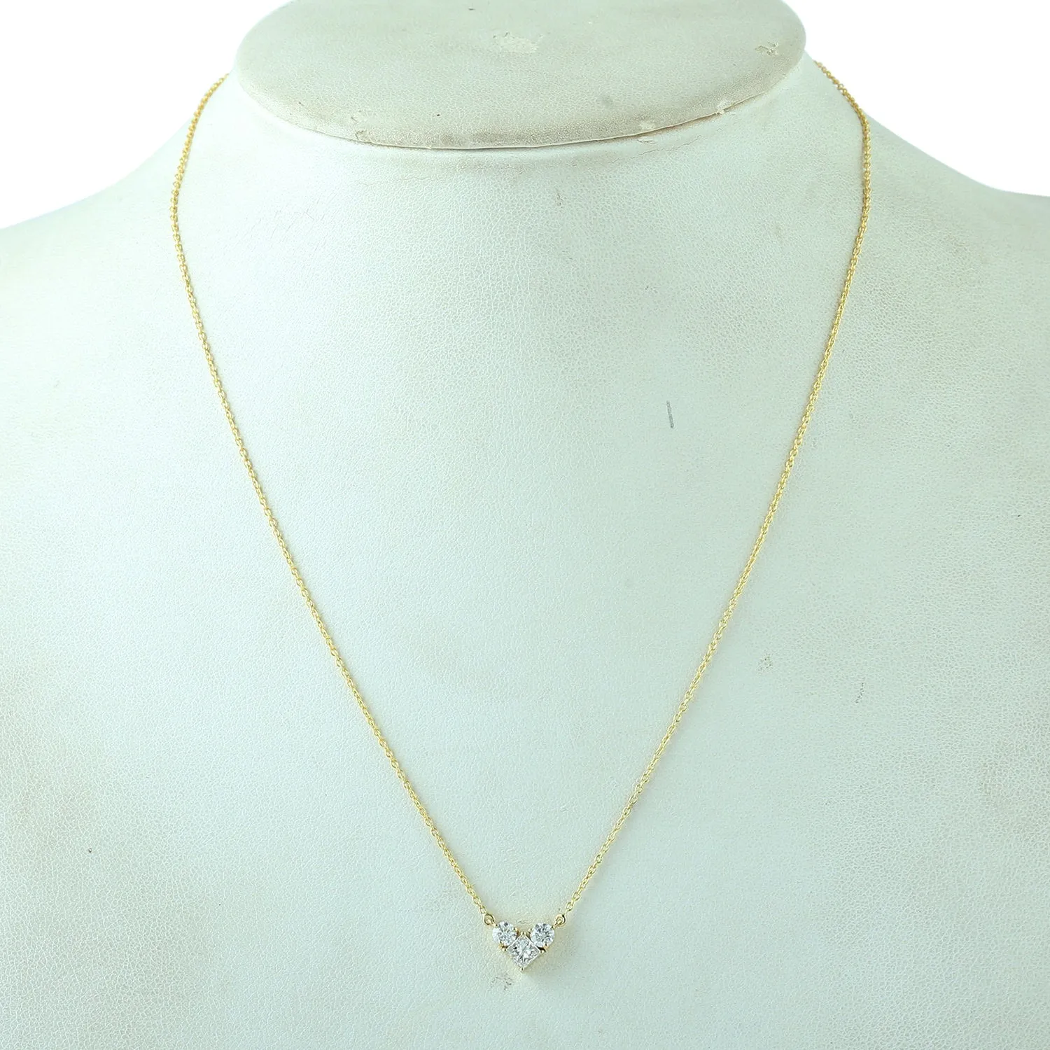 Natural Diamond Heart Design Yellow Gold Delicate Chain Choker Necklace