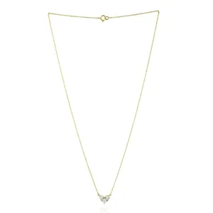 Natural Diamond Heart Design Yellow Gold Delicate Chain Choker Necklace