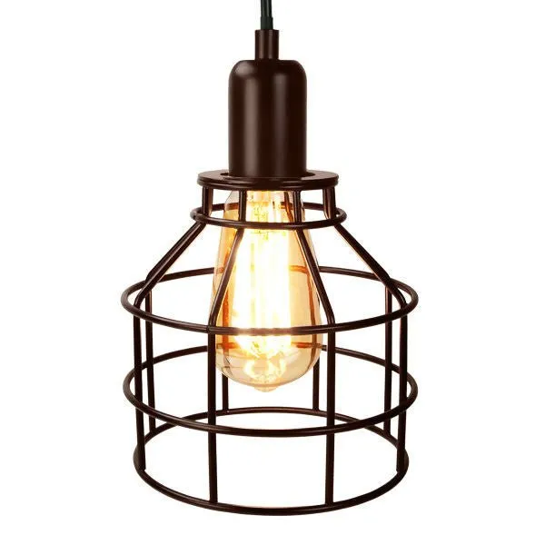 Nostalgic Industrial Bronze Caged Pendant Light