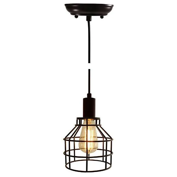 Nostalgic Industrial Bronze Caged Pendant Light