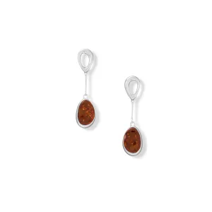 Open Link and Baltic Amber Drop Earrings