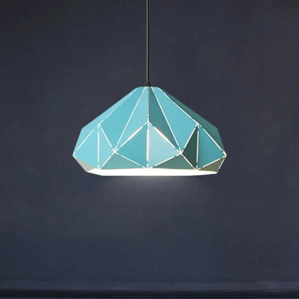 Origami Metal Hanging Pendant Light - Contemporary 1-Light Ceiling Light in Blue/Pink/Yellow