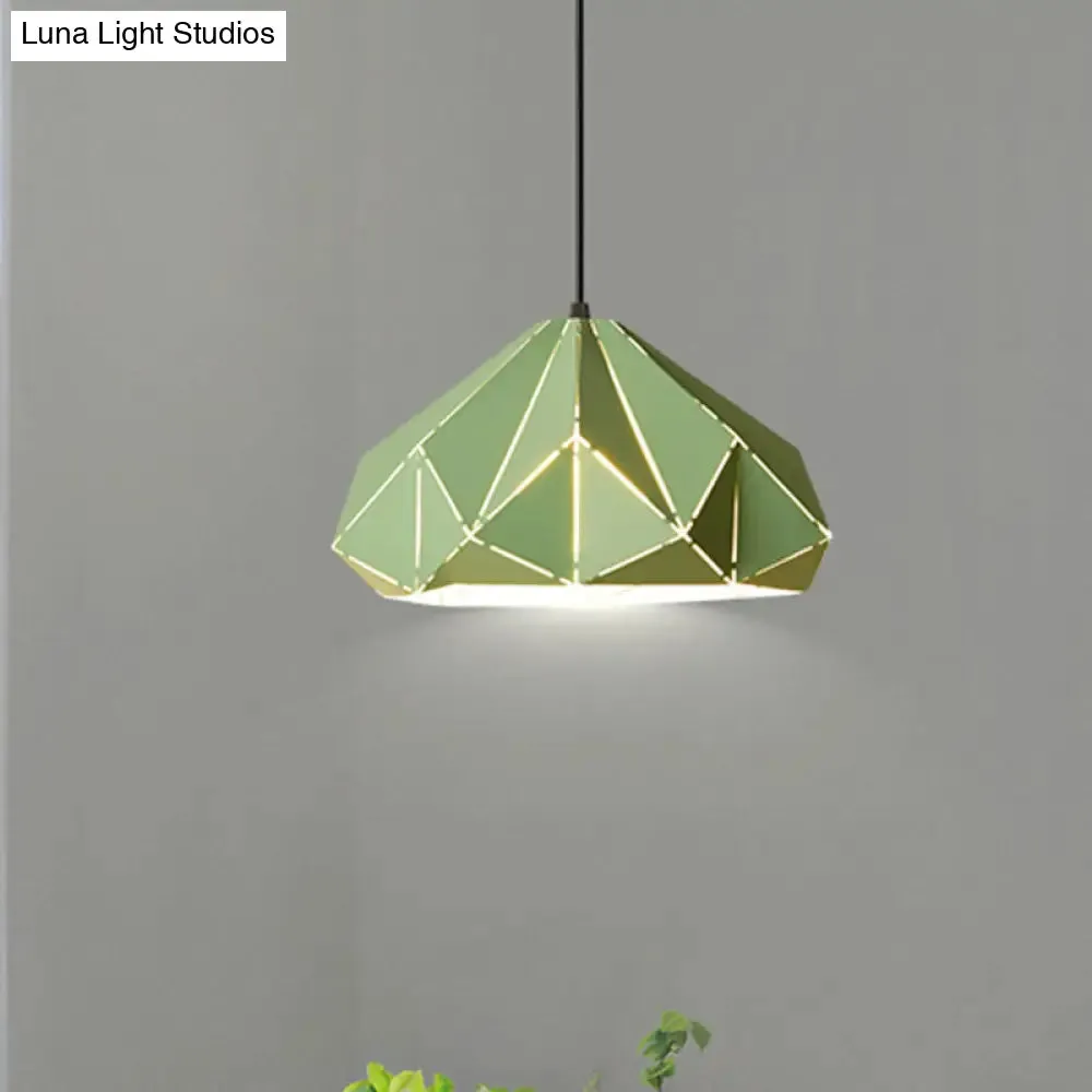 Origami Metal Hanging Pendant Light - Contemporary 1-Light Ceiling Light in Blue/Pink/Yellow