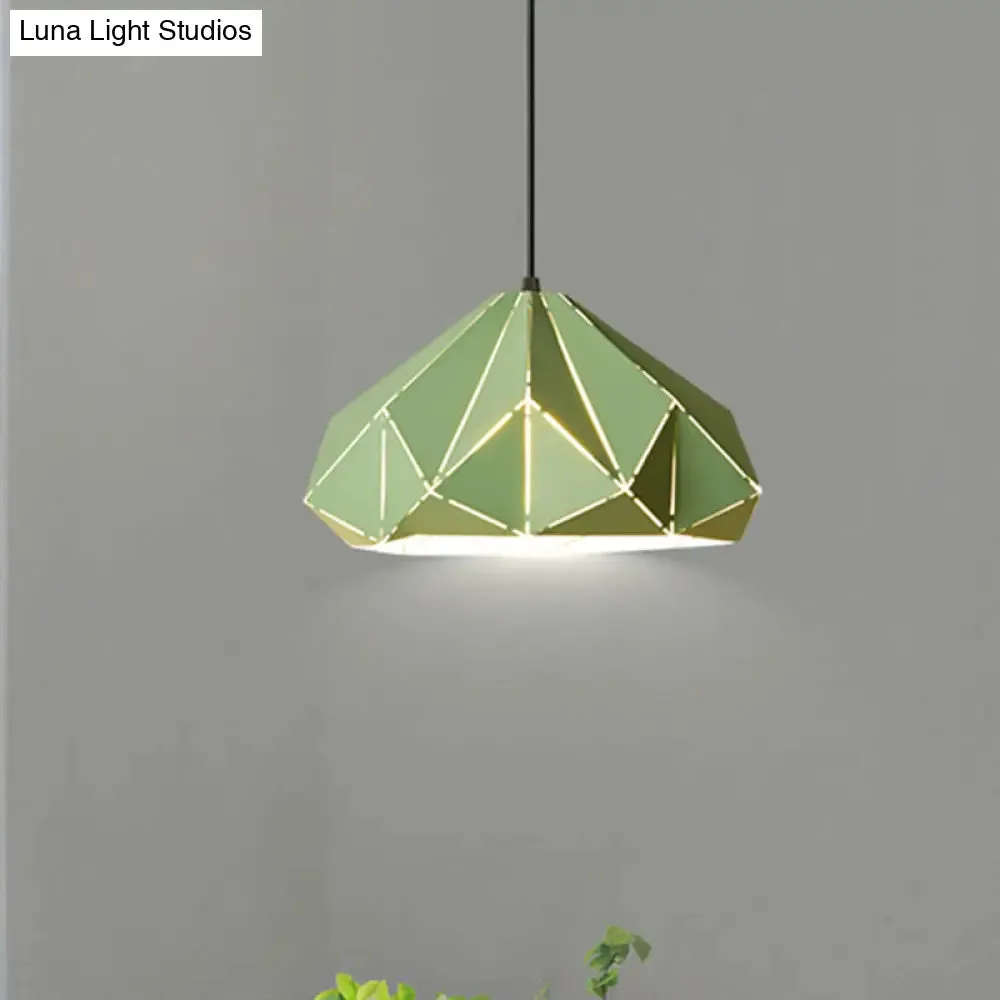 Origami Metal Hanging Pendant Light - Contemporary 1-Light Ceiling Light in Blue/Pink/Yellow