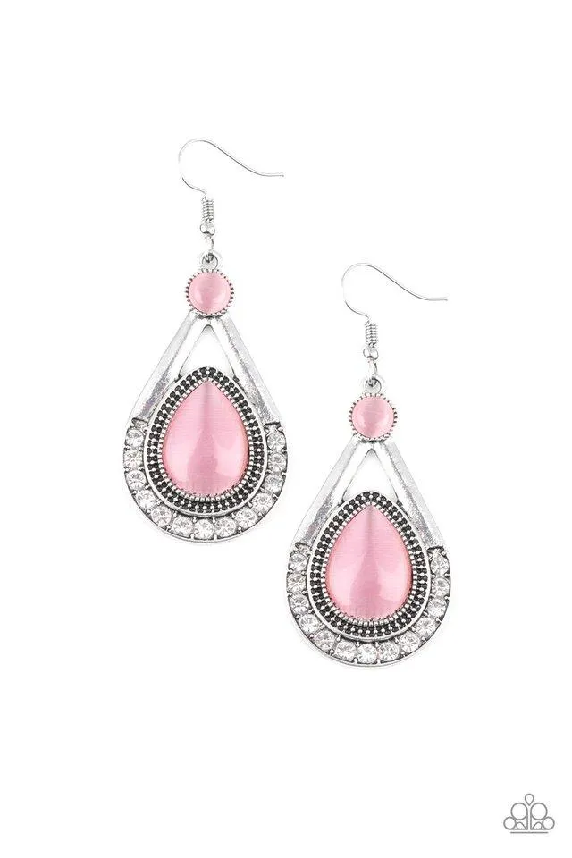 Paparazzi Earring ~ Pro Glow - Pink