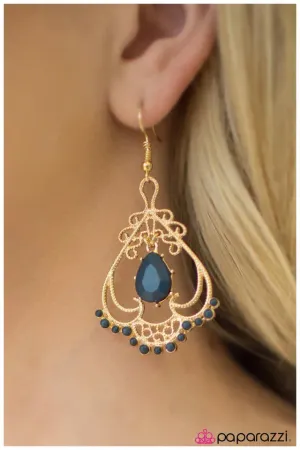 Paparazzi Earring ~ Queen Of Spades - Blue