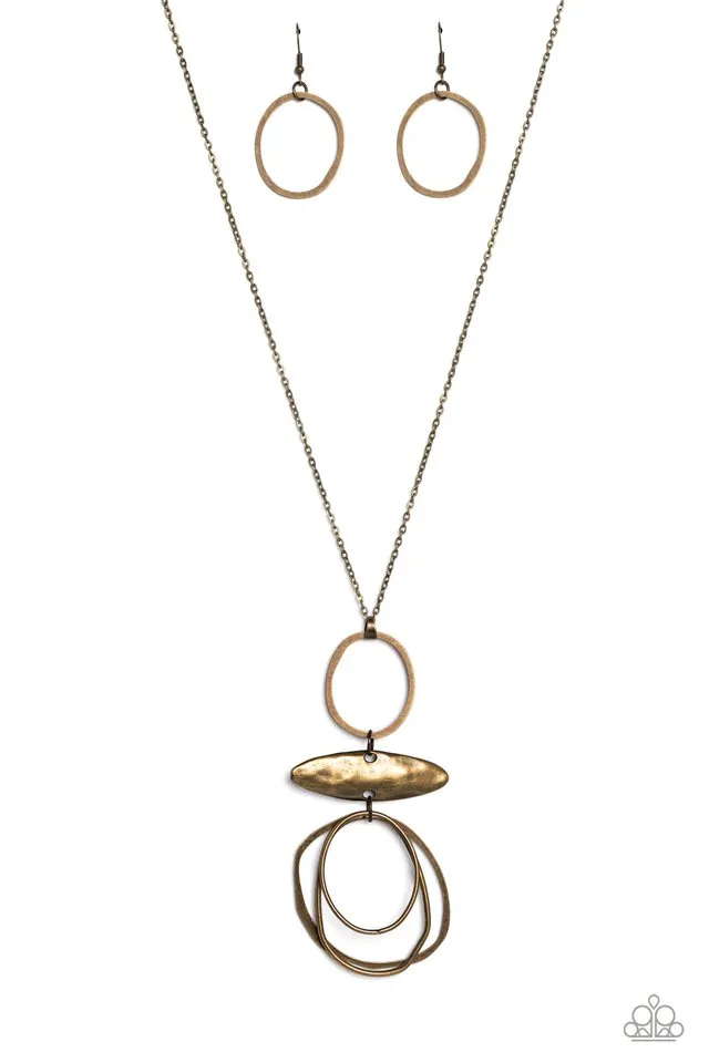 Paparazzi Necklace ~ Oblong Obligato - Brass