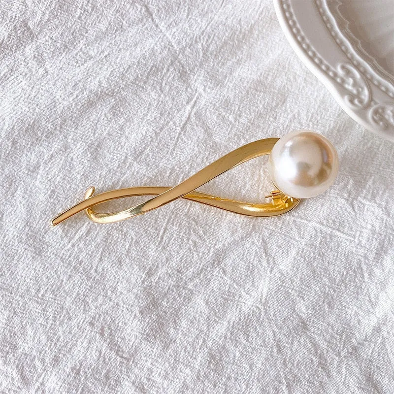 Pearl Crystal Metal Hair Claw