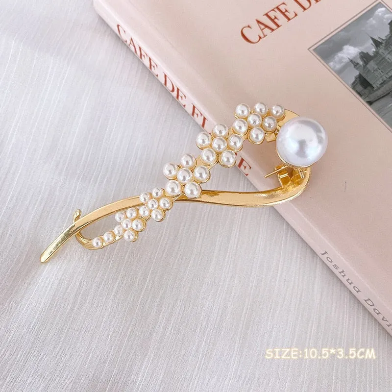 Pearl Crystal Metal Hair Claw