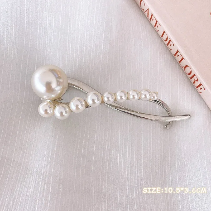 Pearl Crystal Metal Hair Claw