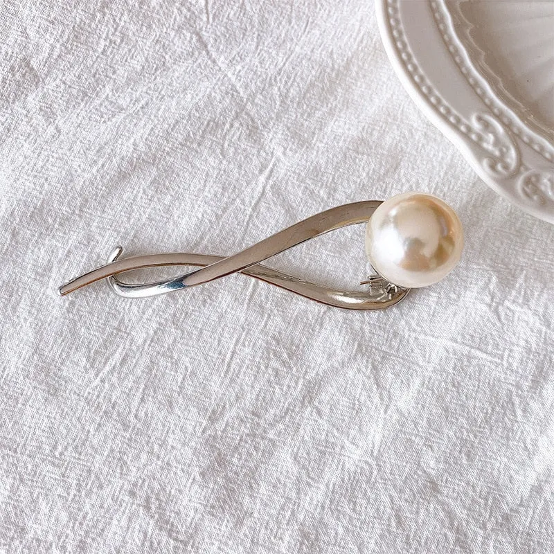 Pearl Crystal Metal Hair Claw