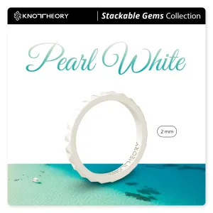 Pearl White Pyramid Stackable Slim Thin Silicone Ring for Women