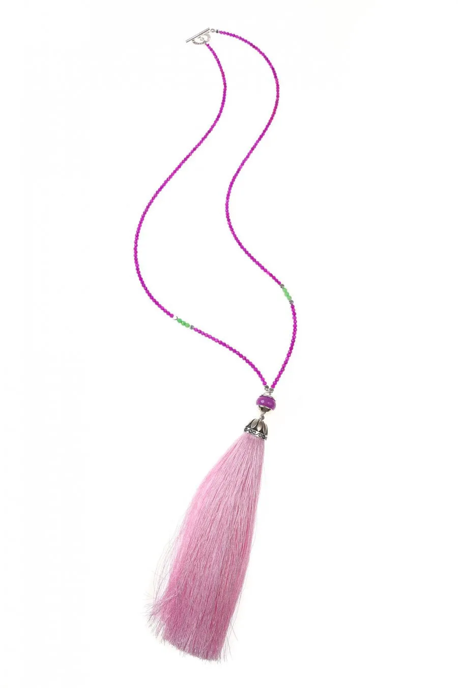 Pink/Purple Rainbow Long Tassel Necklace