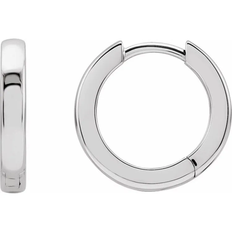 Platinum Hinged 14 mm Hoop Earrings