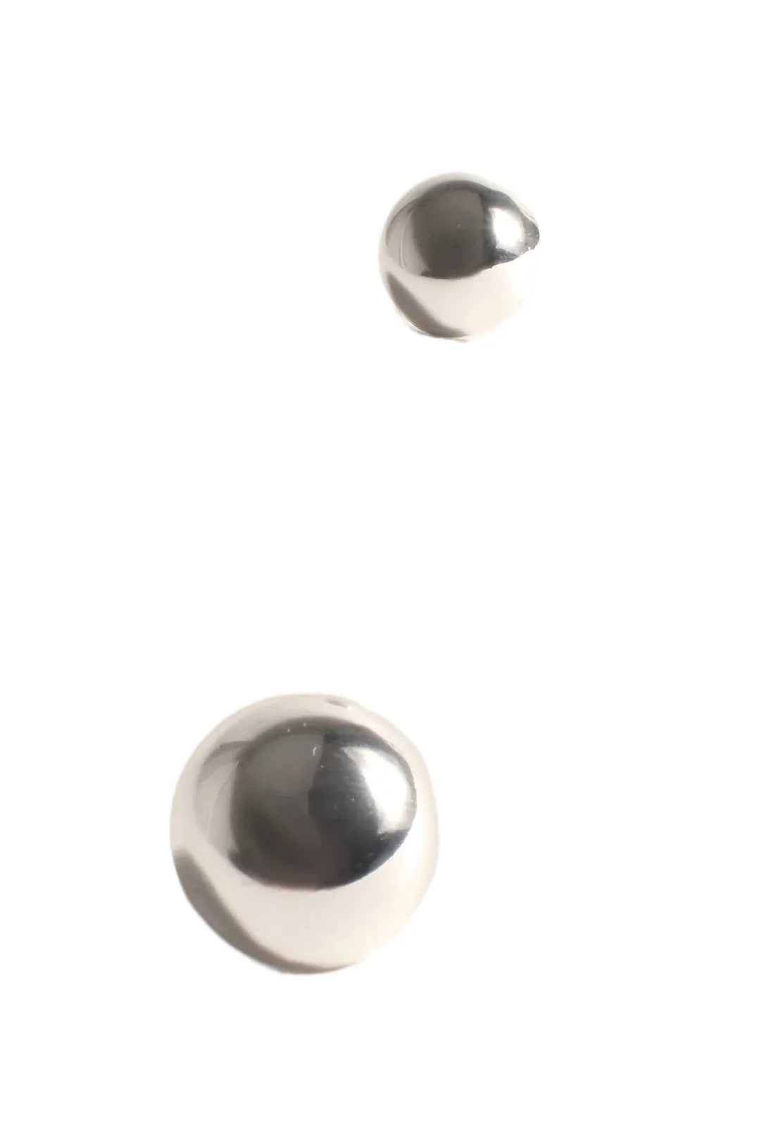 Polished Metal Dome Stud Earrings Silver