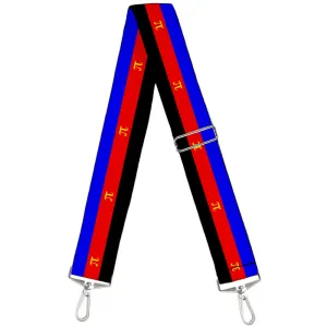 Purse Strap - Flag Polyamorous Pi Symbol Blue Red Black Yellow