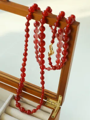 Red Onyx Crystal Long Necklaces