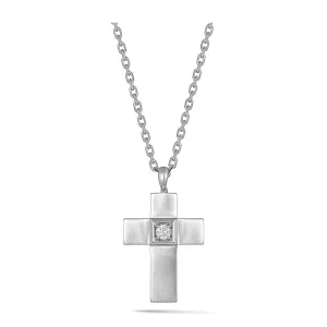 Rosaleigh Large Diamond Cross Necklace | White Gold