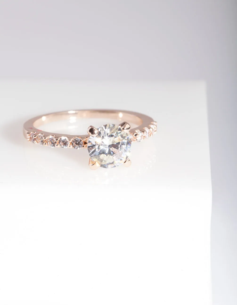 Rose Gold Diamante Engagement Ring