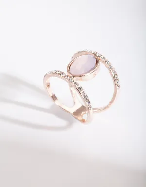 Rose Gold Pink Stone Double Ring