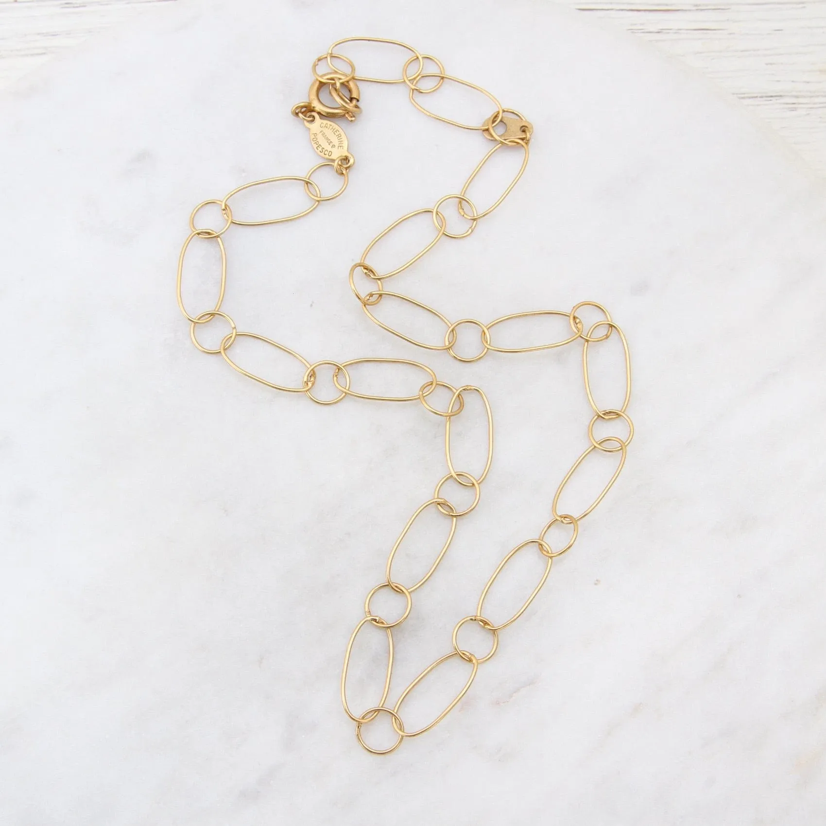 Round and Oval Delicate Link Chain Choker Necklace