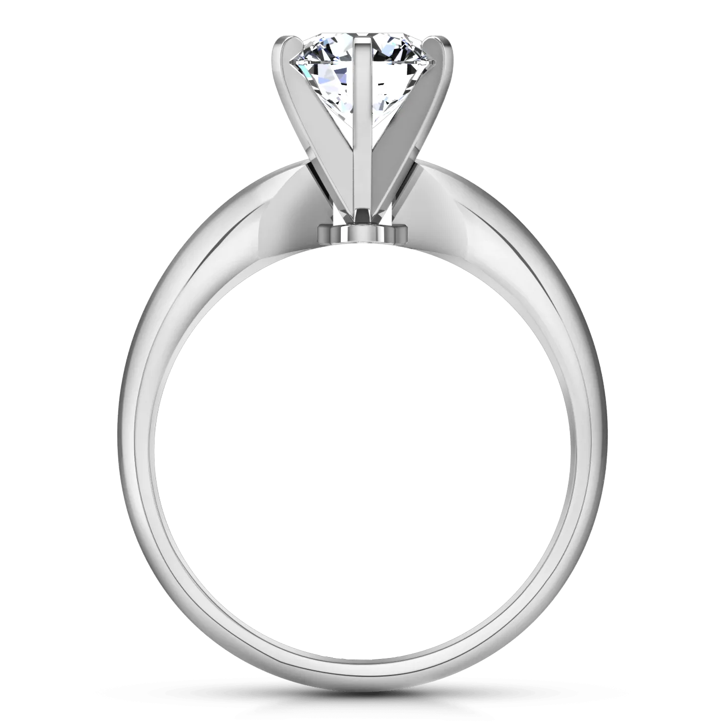 Round Diamond Solitaire Engagement Ring Wide Classic 6 Prong 14K White Gold