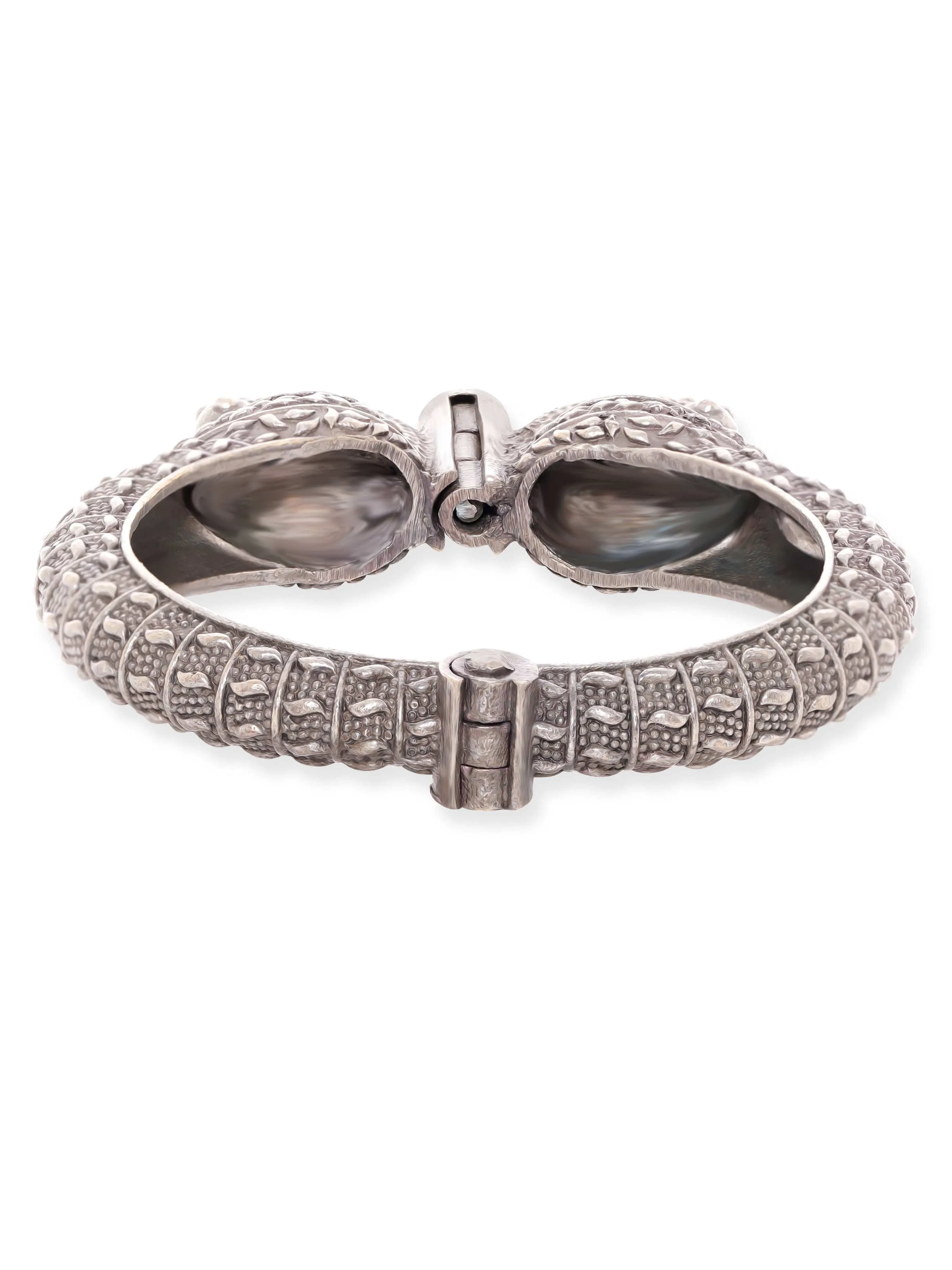 Rubans Majestic Peacock Oxidized Silver Plated Kada Bracelet