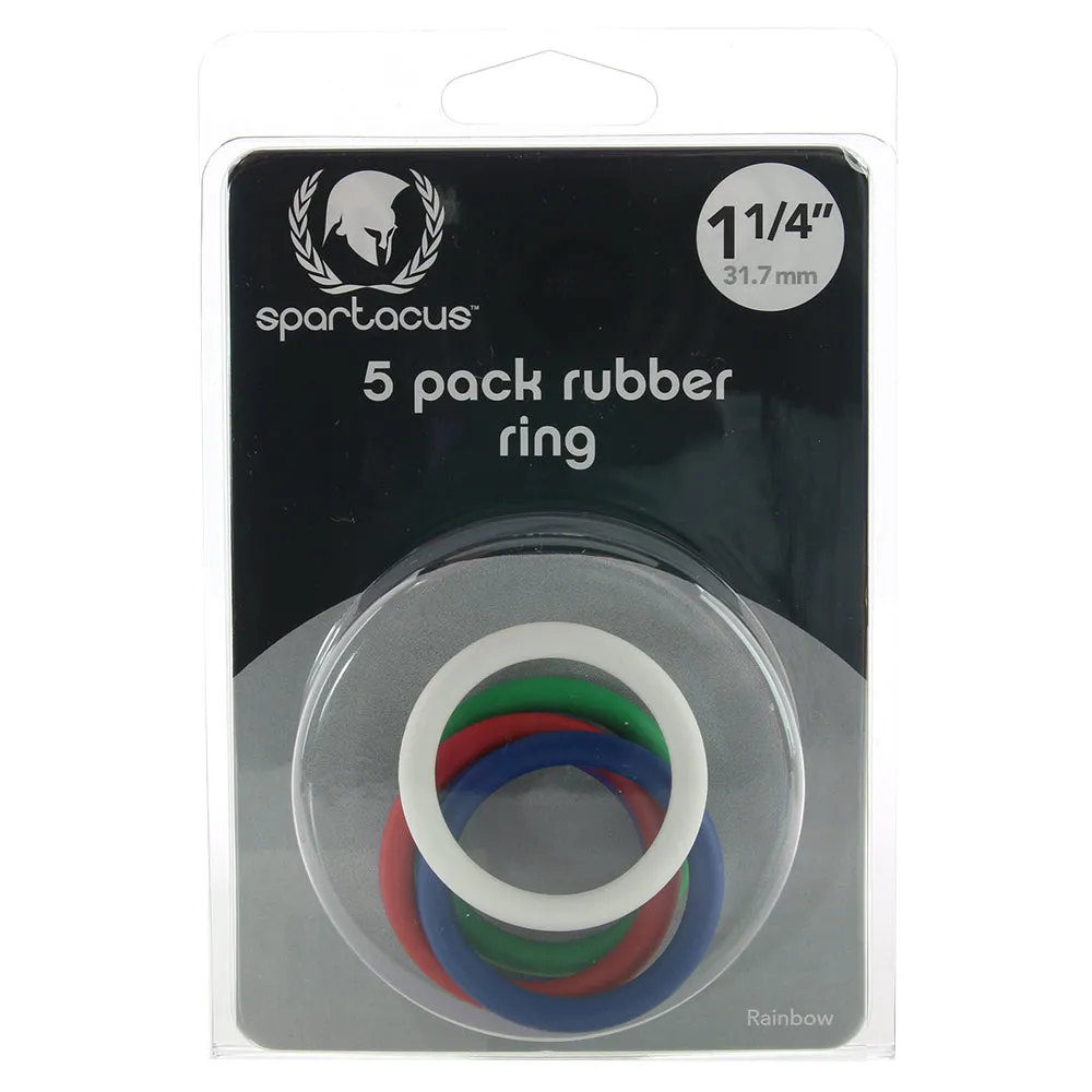 Rubber 1.25 Inch C-Ring 5 Pack in Rainbow