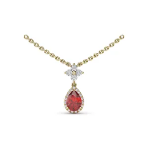 Ruby and Diamond Teardrop Necklace