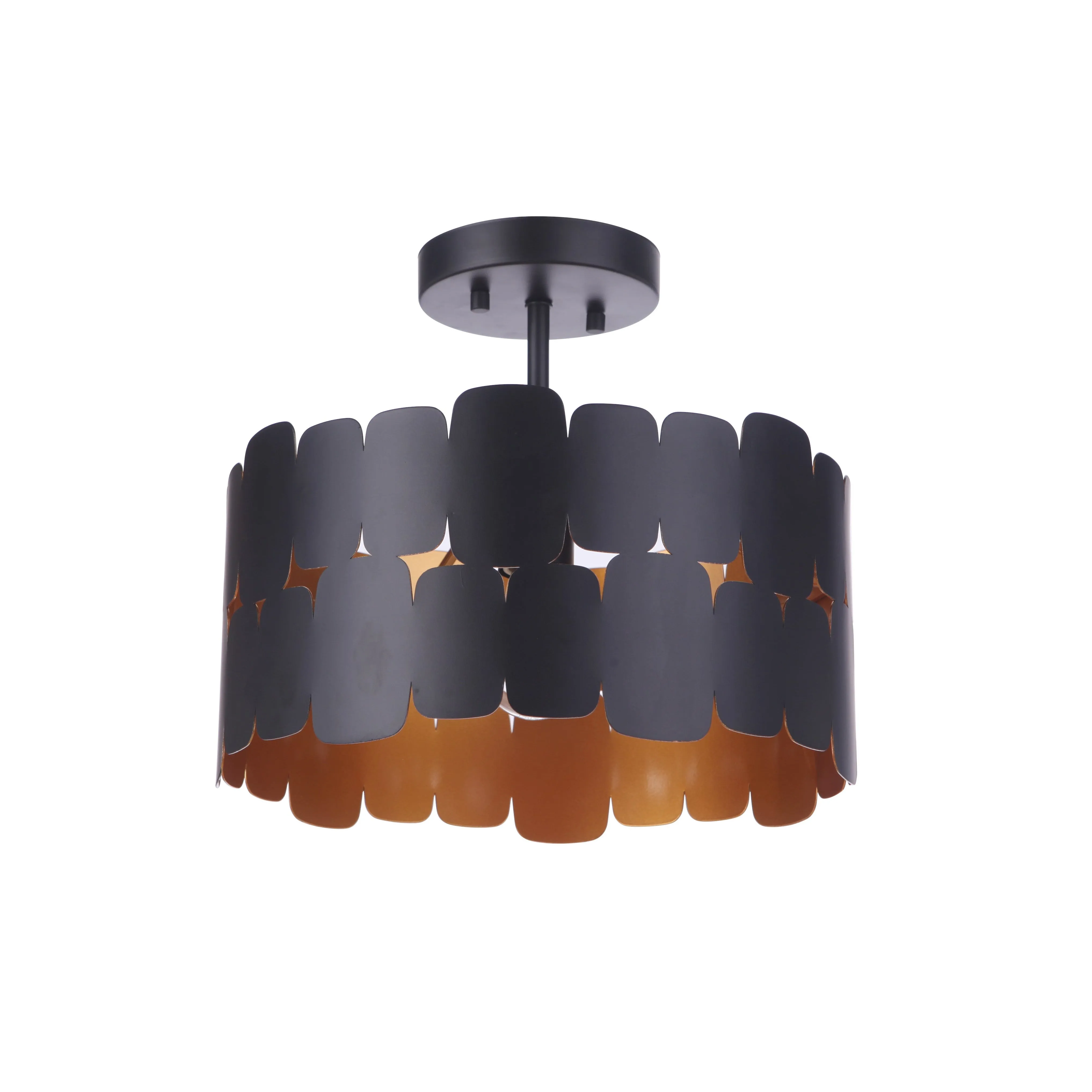 Sabrina 1 Light Convertible Semi Flush in Flat Black/Gold Luster