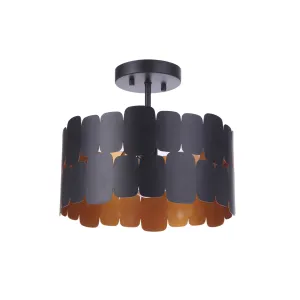 Sabrina 1 Light Convertible Semi Flush in Flat Black/Gold Luster