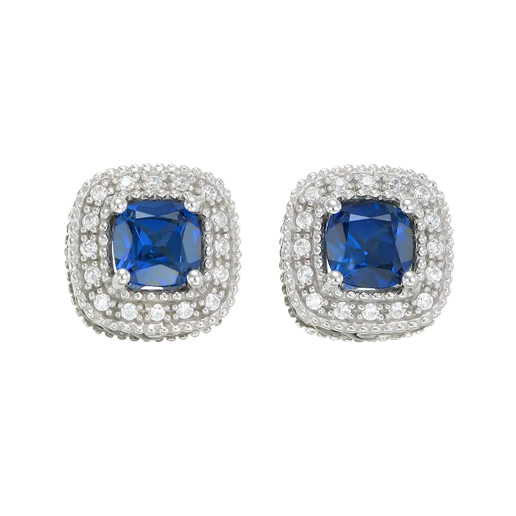 Sapphire Earrings with Radiant Accents