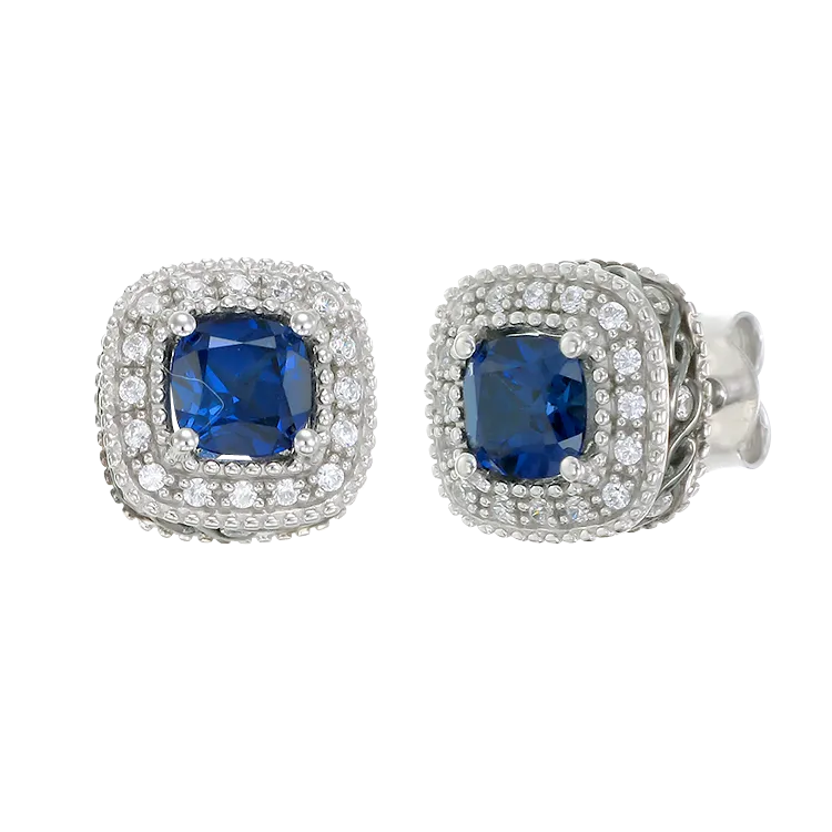 Sapphire Earrings with Radiant Accents