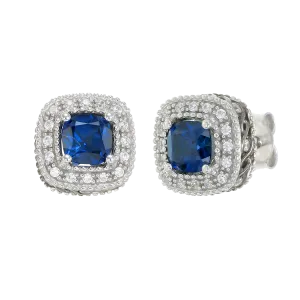 Sapphire Earrings with Radiant Accents