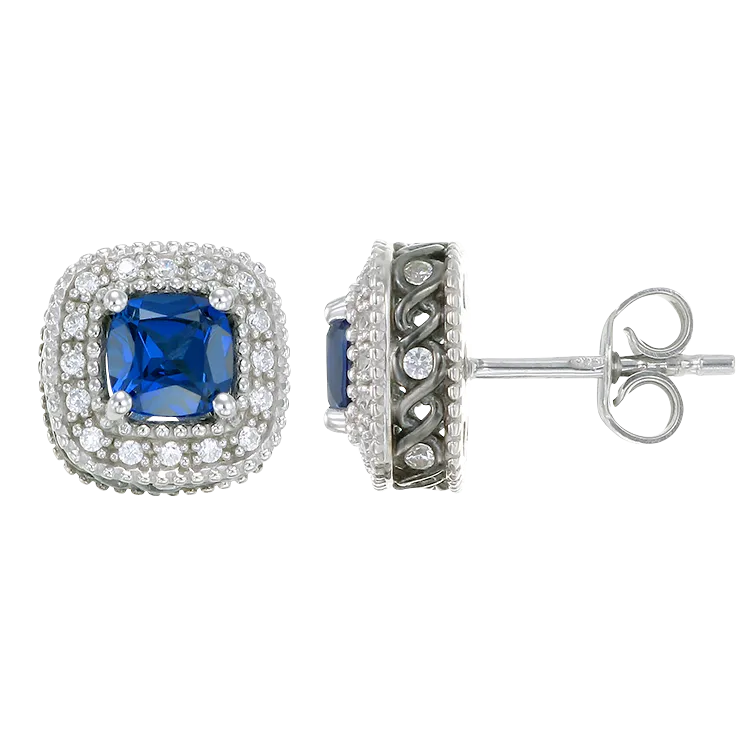 Sapphire Earrings with Radiant Accents