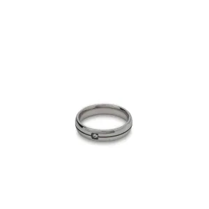 Silver Band with Embedded Diamond Ring