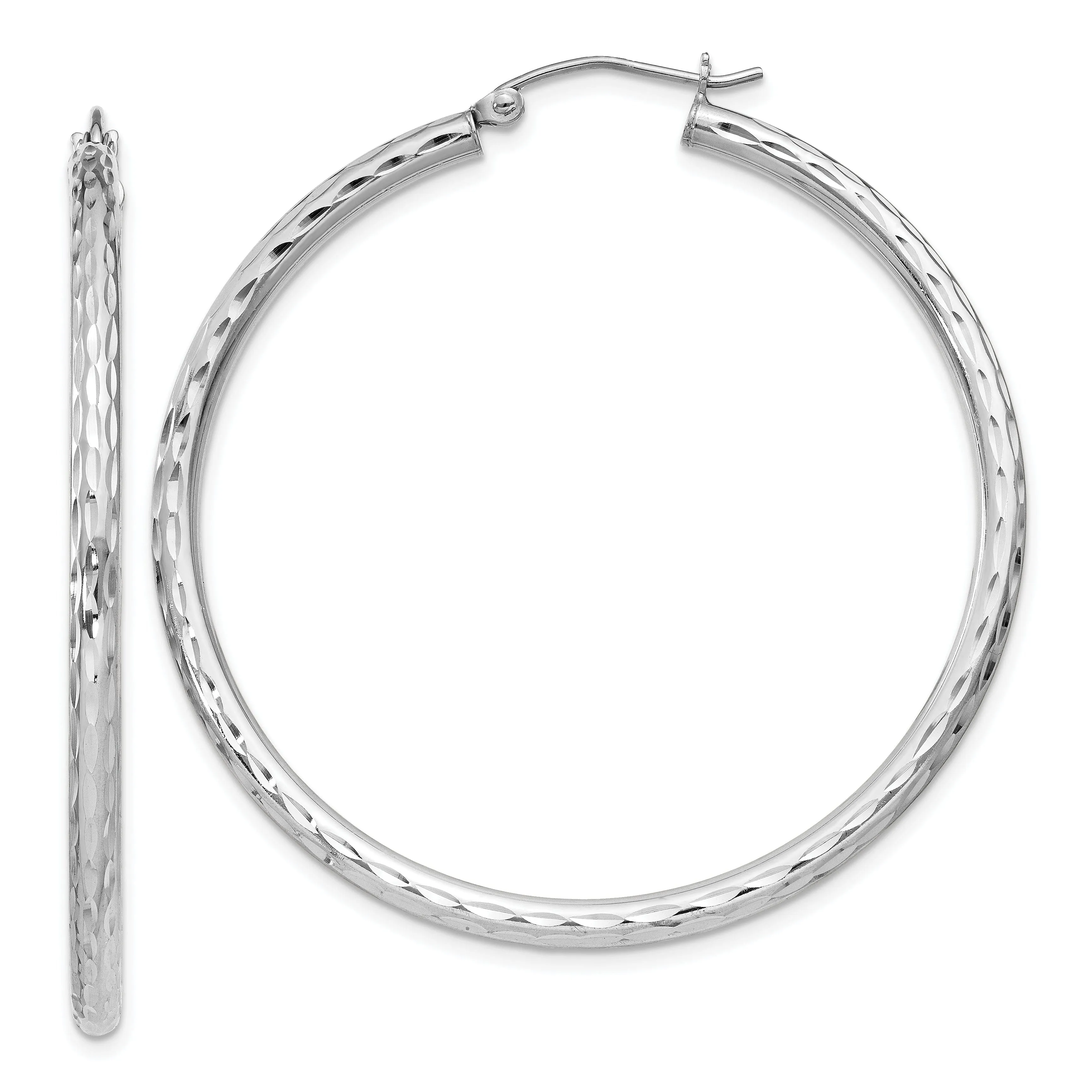 Silver D.C Hollow Hoop Wire Cluch Earrings