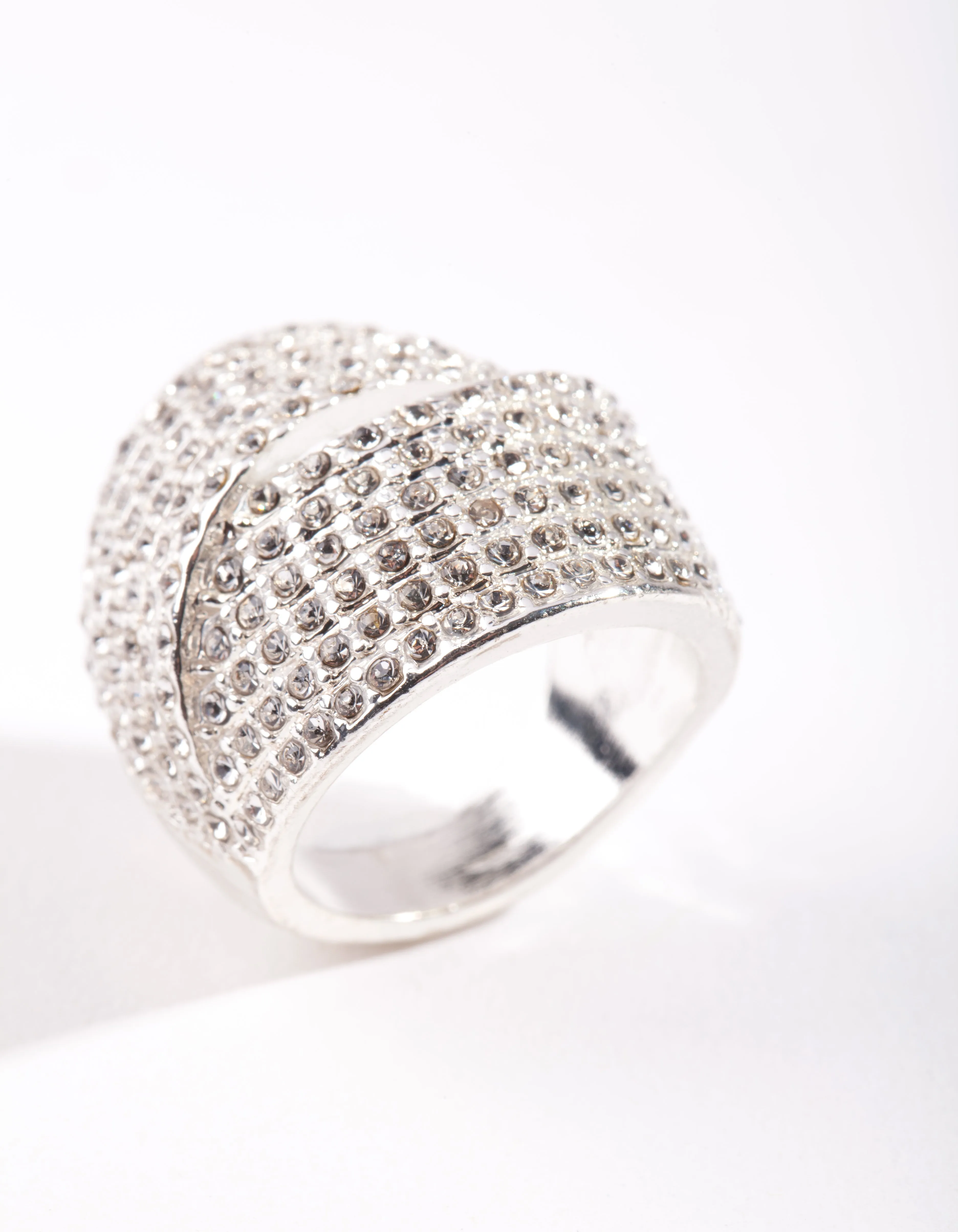 Silver Diamante Fold Ring