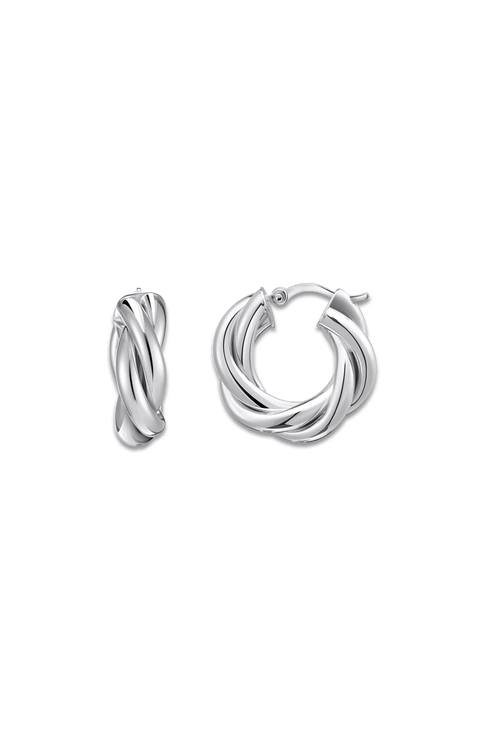 Silver Hoop Earrings In Intertwined Design