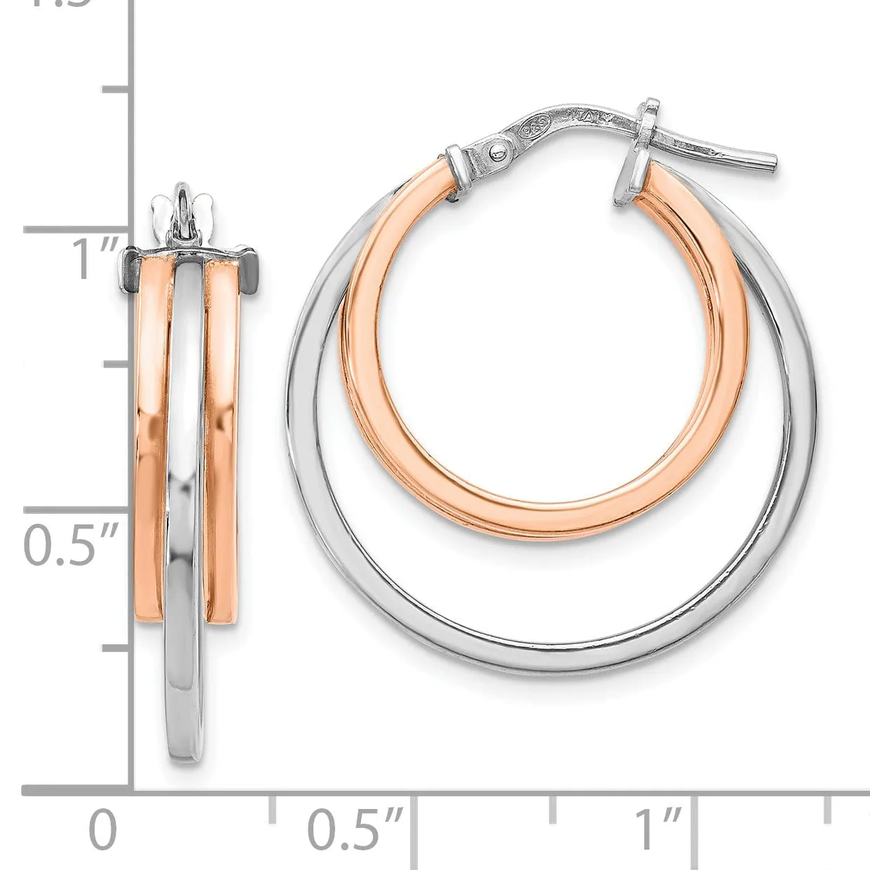 Silver Rose Gold-tone Polished Finish Hoop Earring