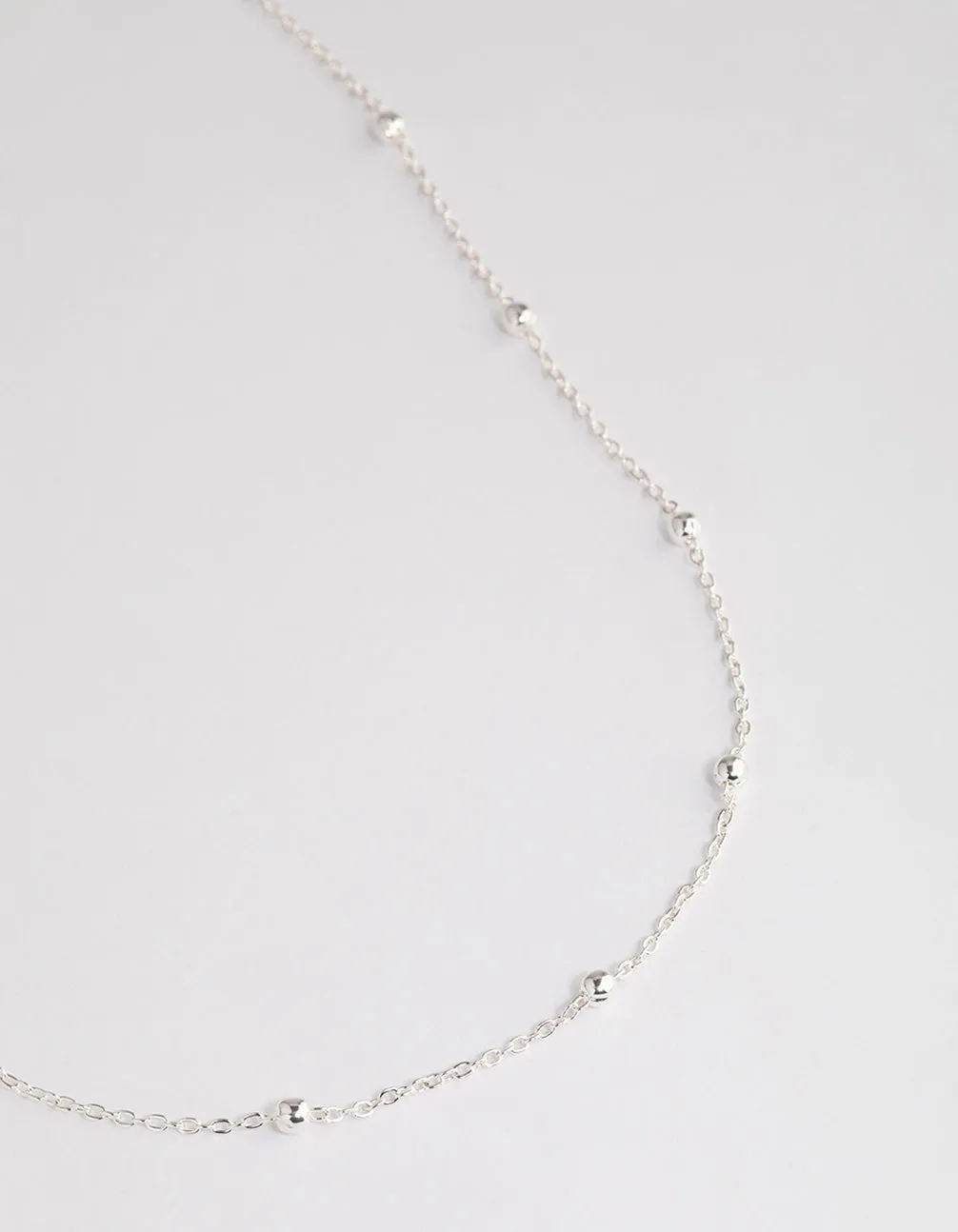 Silver Station Bead Chain Necklace