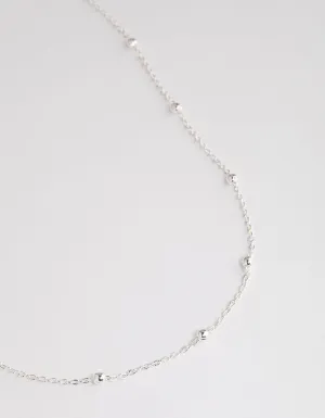 Silver Station Bead Chain Necklace