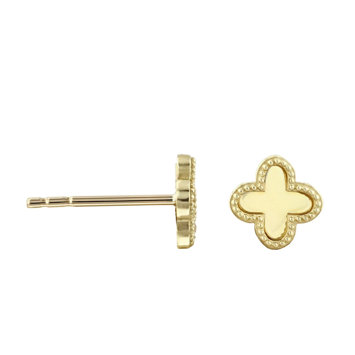 Soleil Collection Polished Quatrefoil Stud Earrings | 9K Solid Yellow Gold