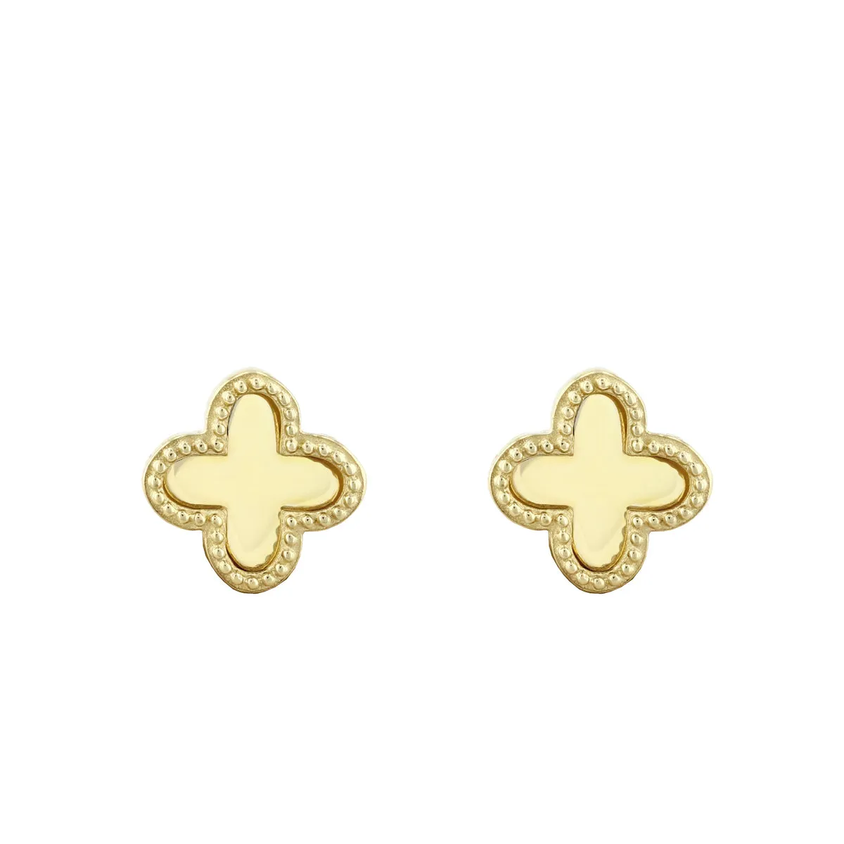 Soleil Collection Polished Quatrefoil Stud Earrings | 9K Solid Yellow Gold