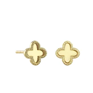 Soleil Collection Polished Quatrefoil Stud Earrings | 9K Solid Yellow Gold